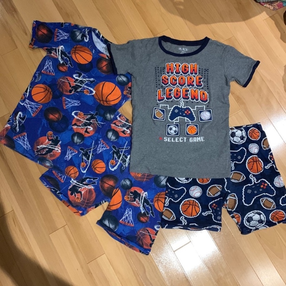 2 Boys Children’s Place Summer Sports Short Sleeve Pajama Set Bundle B - size 14